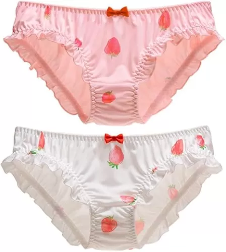 Japanese Stawberry Print Bikini Panties 2 Pack Briefs Cosplay Anime Underwear