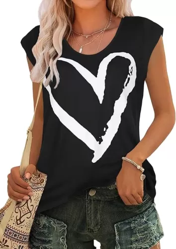 JOELLYUS Women's Cap Sleeve Tops Summer Tank Top Casual Basic Tees Shirts Loose Fit Blouses