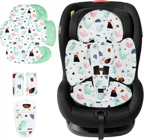KAKIBLIN Infant Car Seat Insert, Breathable Reversible Car Seat Head Support for Infant, Newborn Car Seat Insert for Girls Boys, Fits for Stroller, Baby Swing, Bassinets, Pushchair (Green)