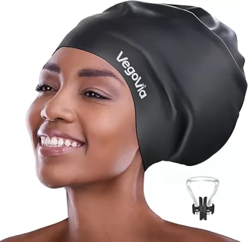 Large Swim Cap for Braids and Dreadlocks, Waterproof Silicone Swimming Cap for Women Men Adult Long Hair to Keep Hair Dry