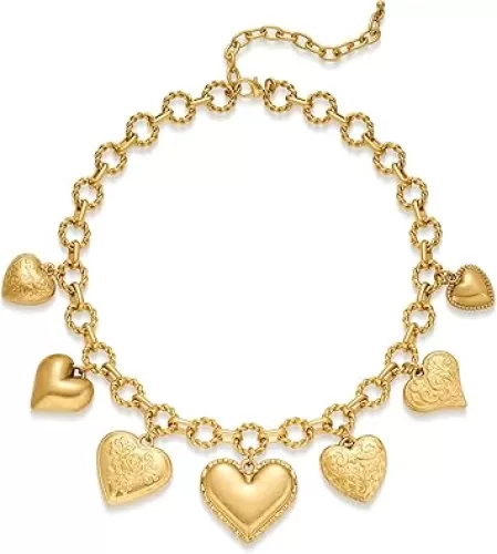 LILIE&WHITE Gold Heart Necklaces For Women With Different Heart Charms Gold Charm Sun Heart Necklace Coin Charms Fashion Jewelry Gift