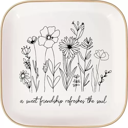 LITTLEBIGGER A Sweet Friendship Refreshes The Soul - JewelryTray, Friendship Gifts for Women, Bible Verse Jewelry Dish, Christian Gifts Jewelry Dish, Best Friend Birthday Gifts for Women (Square)