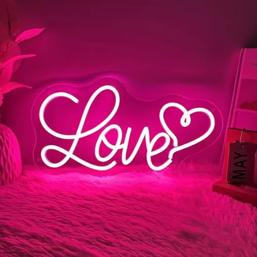 Love Heart neon Sign - 3 Levels Dimmable USB Love neon Lights for Wall, Kids Bedroom, Wedding Party Decoration neon light, Gift for Kids, Girlfriend, Valentine's Day