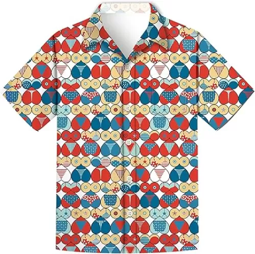 Men 4th of July Patriotic Shirt, American Flag Shirt Short Sleeve Button Down, Hawaiian Neon Funny Novelty Shirts