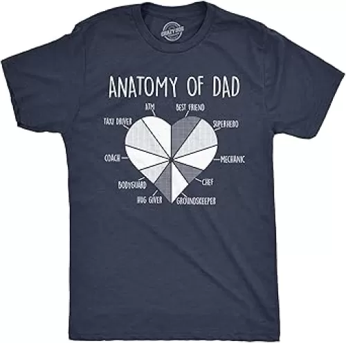 Mens Funny T Shirts Anatomy of Dad Sarcastic Fathers Days Graphic Novelty Tee for Men