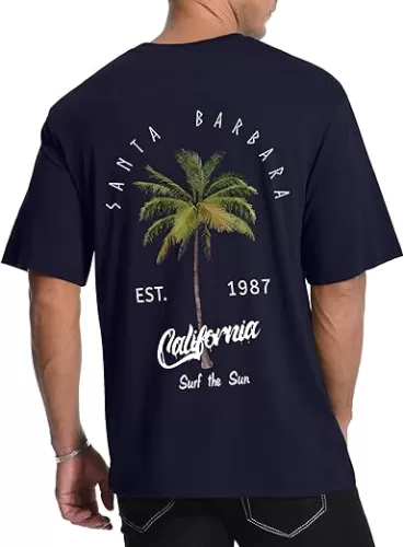Mens Graphic T-Shirts Short Sleeve Palm Tree Print Summer Top Crewneck Cotton Casual Clifornia Tees for Men
