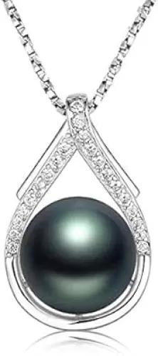 Mothers Day Gifts for Mom Gift Women Anniversary for Wife, Tahitian Black Pearl Necklaces, wife Girlfriend Her Wedding Birthday Gifts Christmas Day Valentine's Gift for Her Jewelry