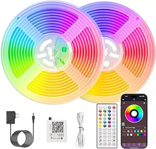Neon Rope Lights, 32.8Ft RGB LED Strip Lights - App & Remote Control, Music Sync, IP67 Waterproof, Flexible Cuttable Neon Lights for Bedroom, Gaming, Party, Outdoor Decor, Multiple Modes