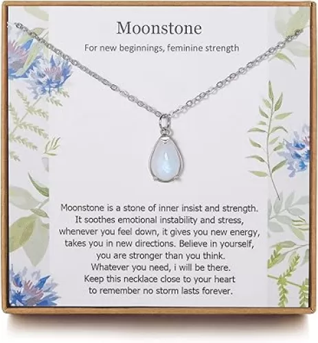 New Beginning Moonstone Sterling Silver Necklace for Women, Divorce and New Job Gift, Healing Jewelry, Minimalistic Moonstone