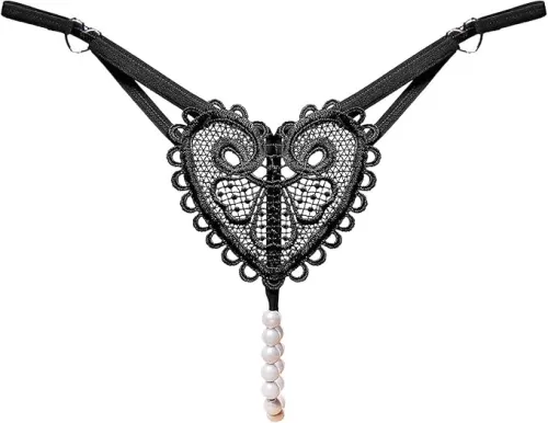 Pearl G String Underwear Women Heart Print Panties Cute Briefs Breathable Tangas Tummy Control Underpants Soft Thongs