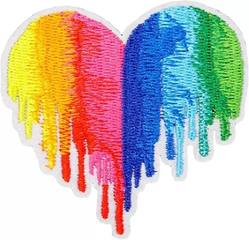 Rianbow Iron On Patches, Love & Pride Embroidered Applique, LGBTQ+ Vibrant Colorful Heart Iron On Patches for Clothes, Clothing, Jackets, Backpacks, Vest, Jeans, Hats & Caps.