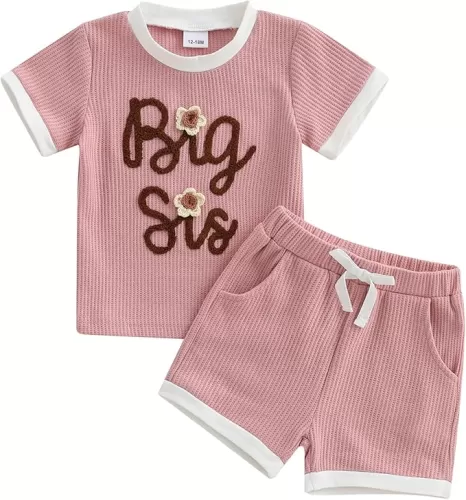 Rtnnsbbfcm Big Sister Little Sister Matching Outfits Short Sleeve Floral Shirts Shorts Sets Infant Toddler Summer Clothes