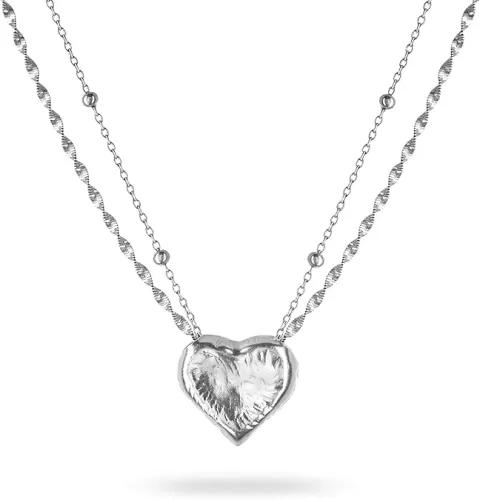 S925 Sterling Silver Heart Pendant Layered Necklace for Women – Nickel Free Allergy-Safe Jewelry Gift for Her