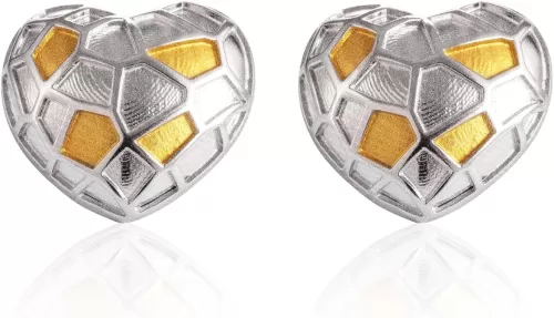 S925 Sterling Silver Heart Stud Earrings for Women, No Fading, Unique Geometric Design, Hypoallergenic Silver Gold Heart Earrings, Stylish and Unique, Everyday earrings Gifts for Women