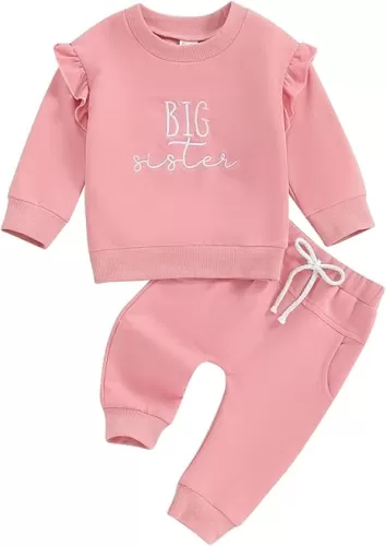 Sibling Matching Outfits Newborn Toddler Baby Long Sleeve Crewneck Sweatshirt with Pants Cute Fall Winter Clothes