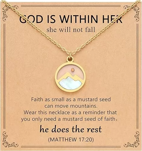 Silver/Gold Love Moving Mountains-Faith Necklace for Women Her, Inspirational Religious Christian Graduation Gifts
