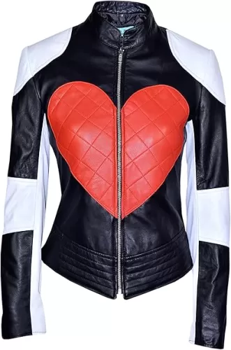 Smart Range Women's Kylie Heart Time Bomb Biker Motorcycle Leather Jacket 1067