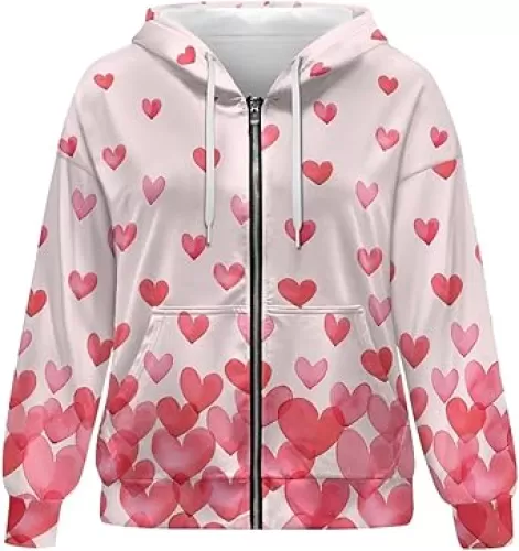Suobstales Women's Full Zip Up Hoodie Long Sleeve Hooded Sweatshirts with Pockets Jacket Coat Casual Outfits Plus Size XS-XL