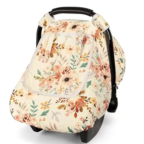 TANOFAR Car Seat Cover Baby, Winter Carseat Cover for Newborn, Infant Car Seat Cover with Windproof and Kick-Proof, Super Warm Plush Fleece Baby Carrier Cover for Infant Boys Girls (Autumn)