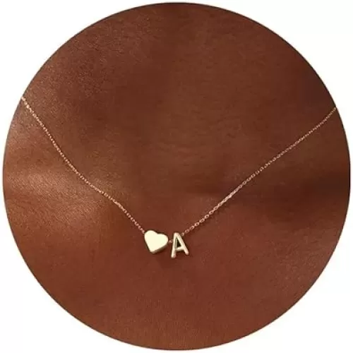 Turandoss Gold Heart Initial Necklace for Women Teen Girls - 18K Gold Plated Letter A-Z Pendant Necklace Dainty Heart Necklaces Tiny Initial Necklaces Birthday Gifts for Women Jewelry