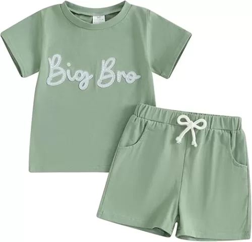 Twopumpkin Baby and Toddler Girl Boy Big Sister Little Sister Brother Matching Outfits Romper/T Shirt Shorts Summer Clothes