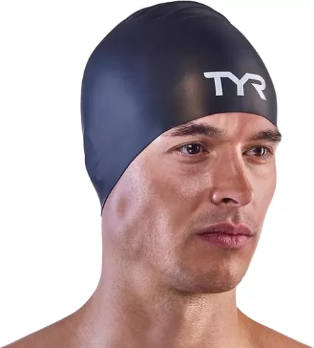TYR Adult Long Hair Wrinkle-Free Silicone Swim Cap