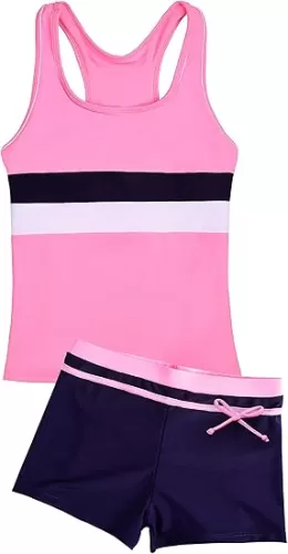 Uhnice Girls Swimsuit Two Piece Tankini Swimwear with Boyshort