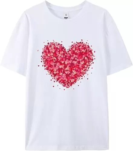 Valentine's Heart Graphic T-Shirt for Women, Men, Girls & Boys – Cute Love Heart 100% Cotton Tee for Valentine