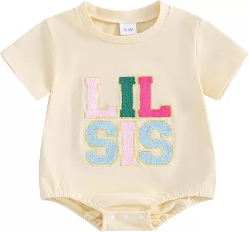 VISGOGO Sister Matching Outfit Short Sleeve BIG SIS T-Shirt Tops LIL SIS Rompers Baby Girls Clothes Shirts