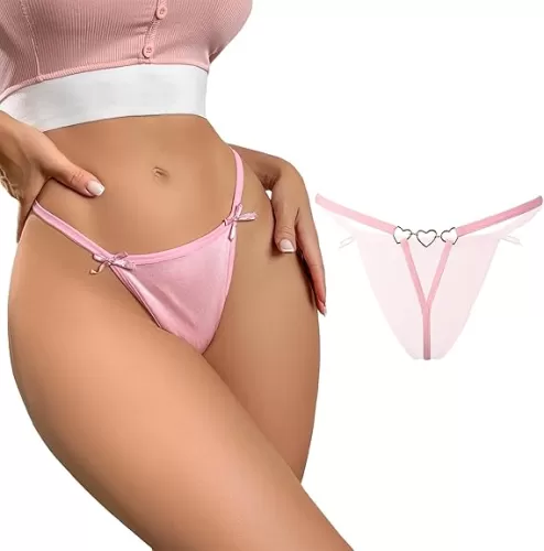 Women G-String Thongs Panties T Back High Waist Seamless Underwear Sexy Heart Shape Chain