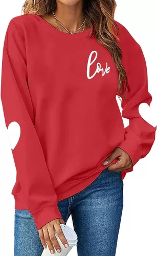 Women Valentine's Shirt: Love Letter Print T Shirt Women Funny Love Heart Graphic Long Sleeve Tops