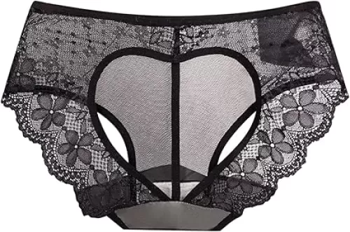 Women's Heart Cutout Panties Heart Hollow Out Lace Funny Bikini Panties Underwear for Women Butt Lifting Sexy Cheeky
