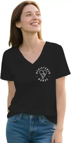Womens Registered Nurse Shirt Stethoscope Heart T-Shirt RN Nurse Life Tee