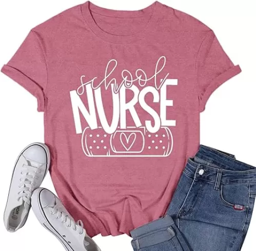 Womens School Nurse Shirt Nurse Heart Tshirt Nursing Life Tee Top