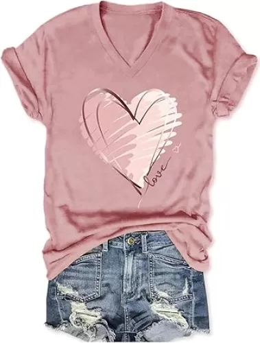 Women's T-Shirts V-Neck Boho Flowers Wildflowers Graphic Tees Shirts Cute Casual Summer Tops Short Sleeve T Shirt