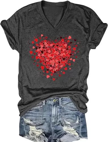Women's T-Shirts V-Neck Boho Flowers Wildflowers Tee Cute Summer Graphic Shirts Short Sleeve T Shirt