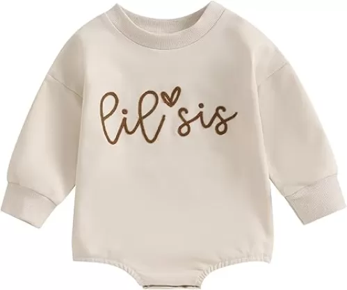 YINGISFITM Toddler Baby Girl Clothes Long Sleeve Pullover Sweatshirt Romper Fall Winter Cute Sister Brother Matching Outfits