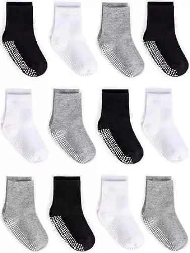 Zaples Grip Crew Socks with Non Slip/Anti Skid Soles for Baby Infants Toddlers Kids Boys Girls