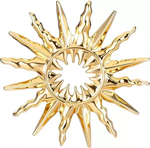 1 Pc Gold Sun Brooch Pins For Women, Large Metal Brooches Lapel Pin, Jewelry Clothing Accessories for Suit Hat Dress Shirt Dress Decorations
