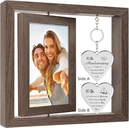 10 YearAnniversary Picture Frame Gifts for Couple 10 Year Anniversary Decorations Gifts for Wife 10 Year Gift Anniversary Customized Photo Frame Happy 10th Aniversario Decorations Gift for Him