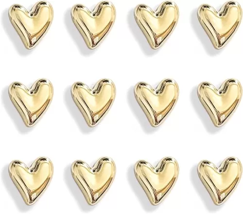 12PCS Refrigerator Magnets Gold Magnets for Fridge 0.83in Small Love Heart Cute Decorative Magnet Set for Home Kitchen Office Whiteboard Decor