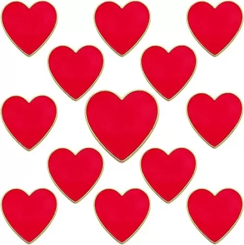14Pcs Red Heart Brooch Pins, Enamel Pins for Women, Love Heart Pin Brooches for Women, Red Button Pin Wedding Party Costume Accessory, Christmas Birthday Gifts