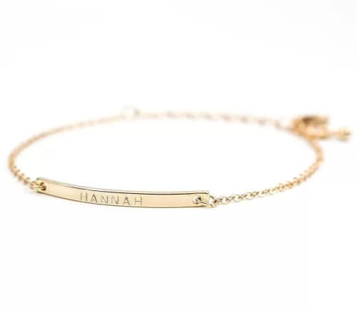 16K Gold Your Name Bar Bracelet Personalized gift Gold Plated bar Delicate Hand Stamp Best bridesmaid Wedding Graduation Gift