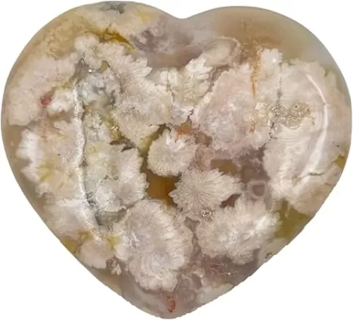 1.8"-2.3" Sakura Agate Large Heart Shaped Love Stone Crystal Reiki Balance Meditation Healing Crystal Birthday Crystal Gift for Women Natural Reiki Gem Polished Heart Shaped Rock Crystal