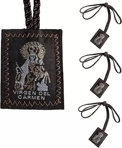 3 Pack Brown Escapulario De La Virgen Del Carmen, Green San Judas Tadeo Escapularios Catolicos, Red Virgen De Guadalupe Necklace Gift For Women Man Mexican Decoration