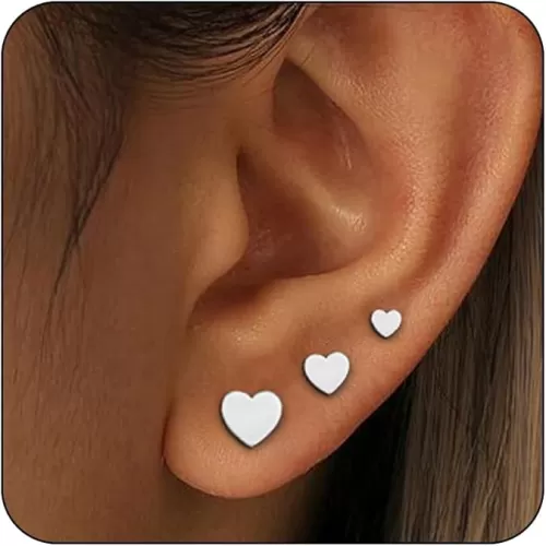 3 Pairs 14K Gold Stud Earring Sets for Women Dainty 925 Sterling Silver Earrings for Multiple Piercing Tiny Cartilage Tragus Cute Trendy Post Earrings Stacks Jewelry Gifts
