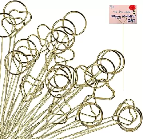 40PCS Metal Floral Card Holder, 12" Round & Heart Shapes, Multi-Use for Flower Arrangement, Gift Card Tree Holder, Perfect for Wedding, Birthday Parties, Centerpiece Table, Flower Gifts (Round/Heart)