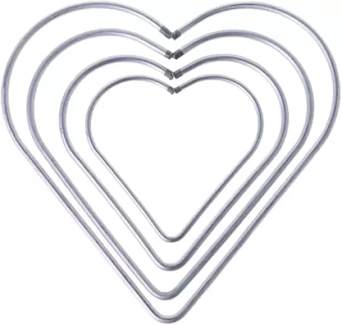 4pcs Iron Dream Catcher Dreamcatcher Ring Heart Shape Metal Rings DIY Wedding Wind Chime Hanging Accessory 50mm 100mm 150mm 200mm