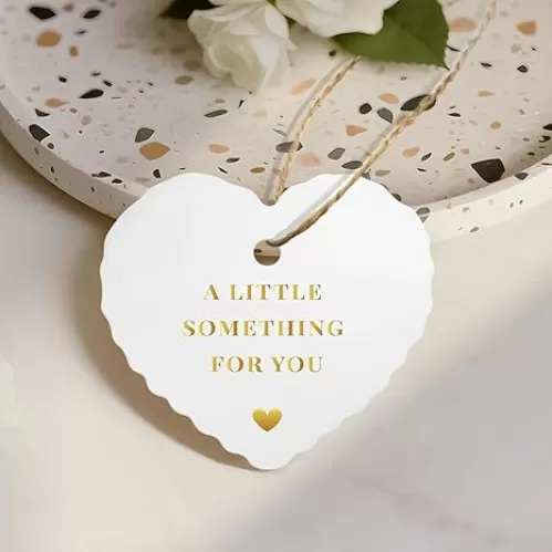 50pcs Gold Foil Thank You Tags with String, Pre-Punched Hole Gift Tags with String - Perfect for Weddings, Baby Showers, Parties, Holidays, Anniversaries, Celebrations (2.36"*2.16")