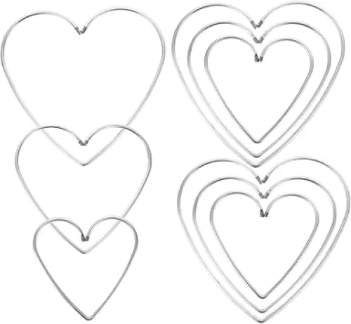9PCS DIY Dreamcatcher Metal Rings Set Heart Shape Iron Ring for Crafting 8cm 10cm 12cm Handmade Accessories for Women and Girls